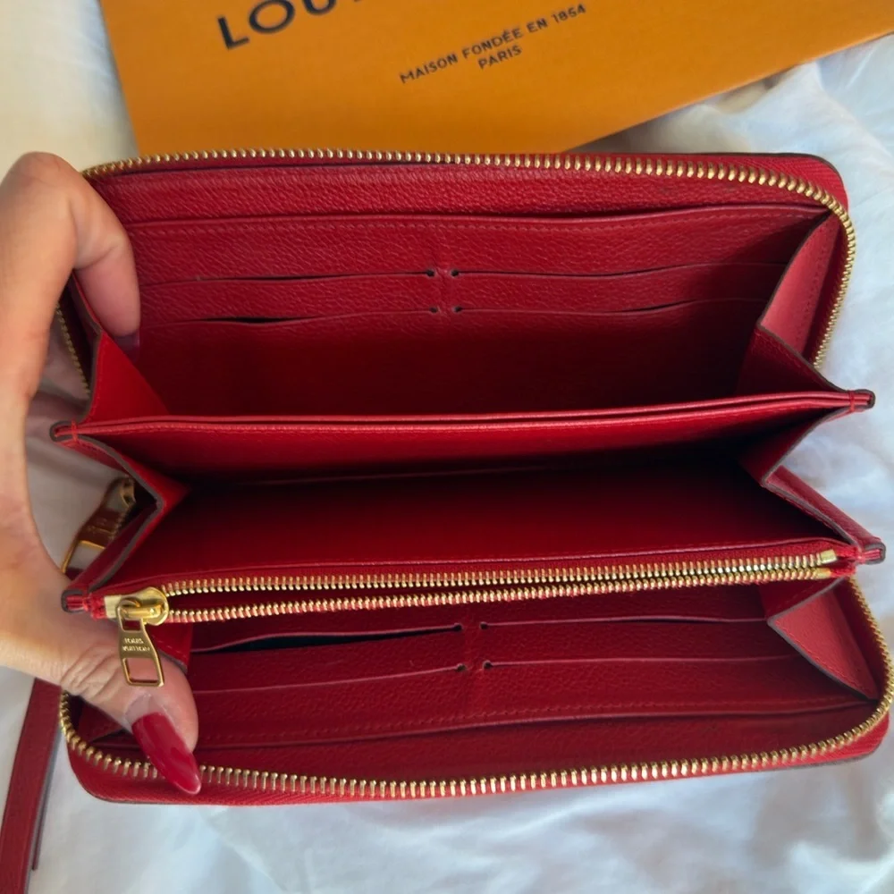 Louis Vuitton Rouge Red Empreinte Clemence Leather Continental Card Coin Wallet